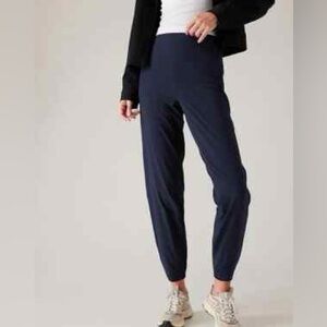 Athleta Brooklyn Heights High Rise Zipper Cinch Ankle Navy Joggers Sz XL